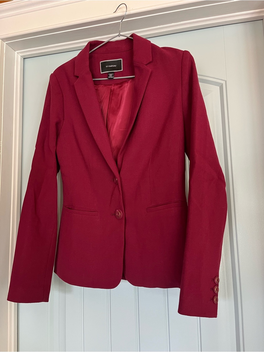 le chateau Women's Deep Red Single-Button Blazer